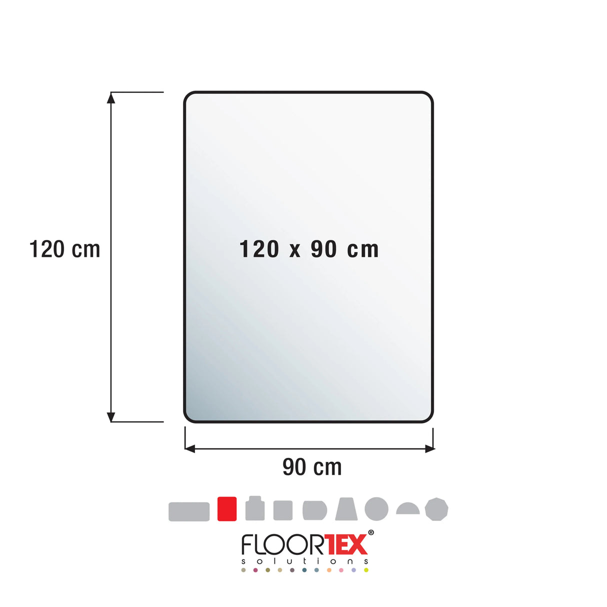 Technische Zeichnung der Bodenschutzmatte ULTIMAT II mit 120 x 90 cm von Floortex
