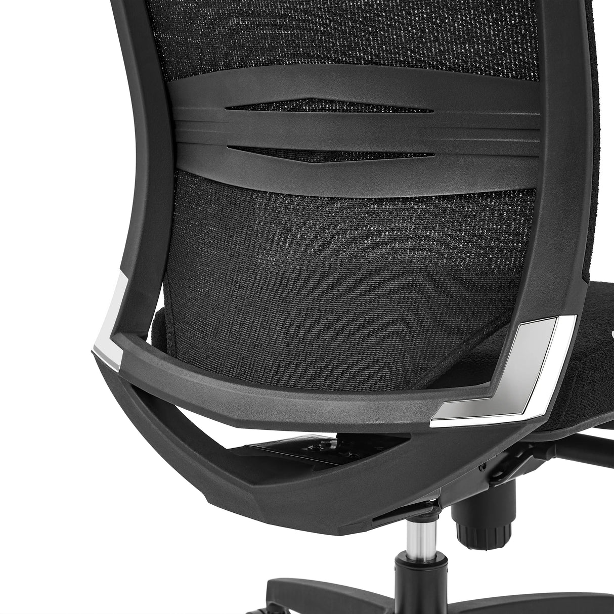 Rückseite der Netzrückenlehne des Profi-Bürostuhls PORTO MAX HIGH I in Schwarz von hjh OFFICE