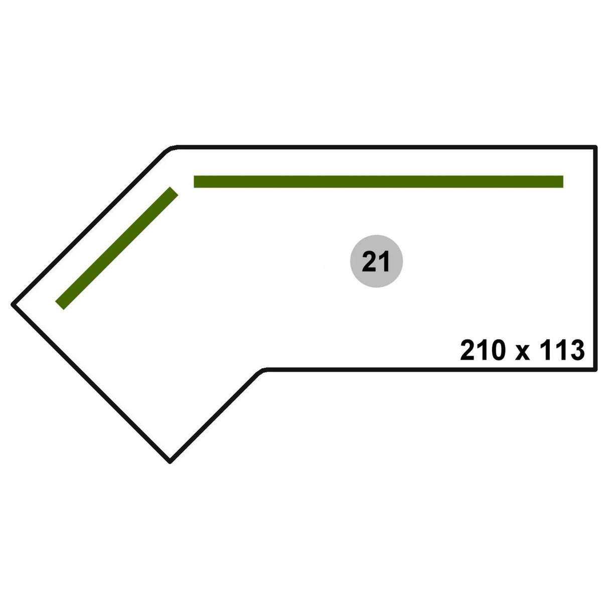 Maßzeichnung der Sichtblende SI S mit den Maßen 210 × 113 von hjh OFFICE PRO