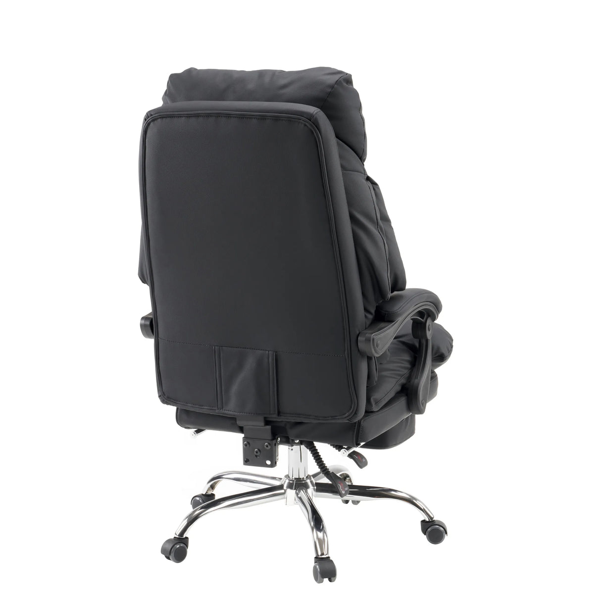 Rückansicht des Homeoffice Chefsessel Relax Legoro in Schwarz mit verchromtem Fußkreuz von MyBuero