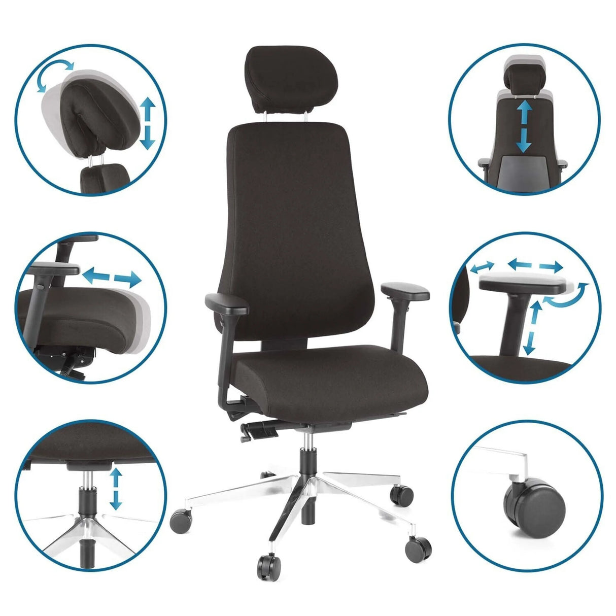 Profi-Bürostuhl PRO-TEC 400 in Schwarz mit verschiedenen Verstellmöglichkeiten von hjh OFFICE