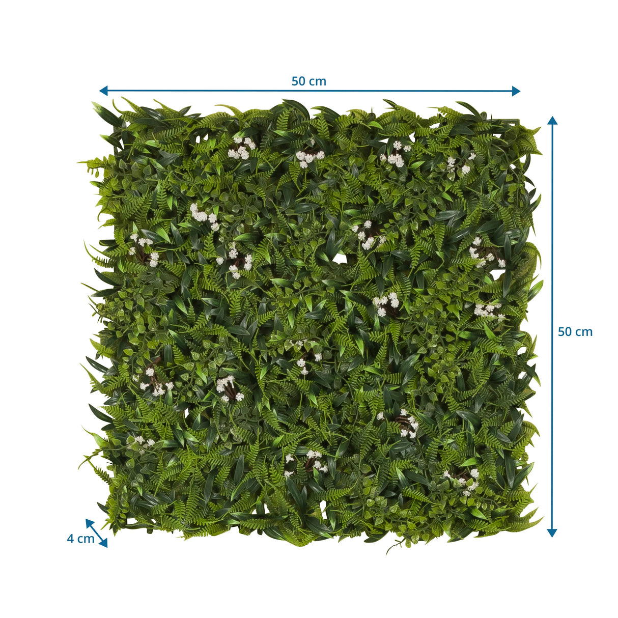 Maßzeichnung der Pflanzenmatte MORE GREEN I mit 50 × 50 cm von hjh OFFICE