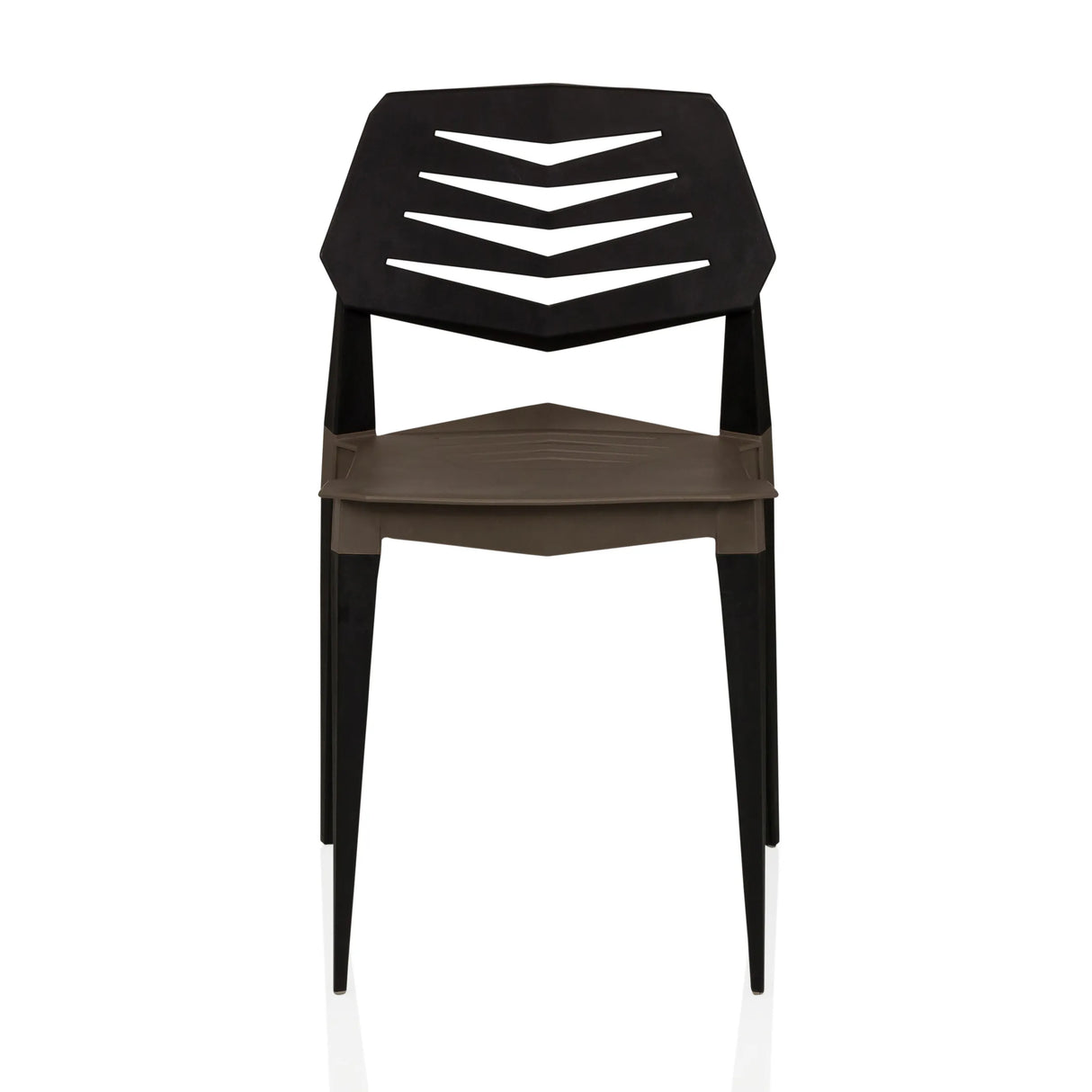 Braun-schwarzer Outdoor-Stuhl Flecharo mit durchbrochener Rückenlehne von hjh LIVING – 360-Grad-Ansicht (Frontansicht 0°)