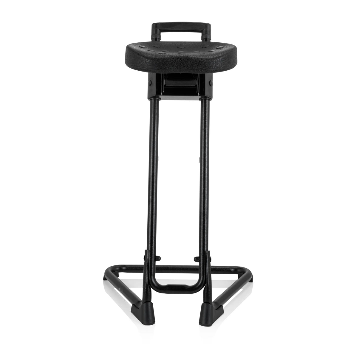 Schwarze Stehhilfe TOP WORK 32 mit gepolsterter Sitzfläche und U-förmigem Standfuß von hjh OFFICE – 360-Grad-Ansicht (Frontansicht 0°)