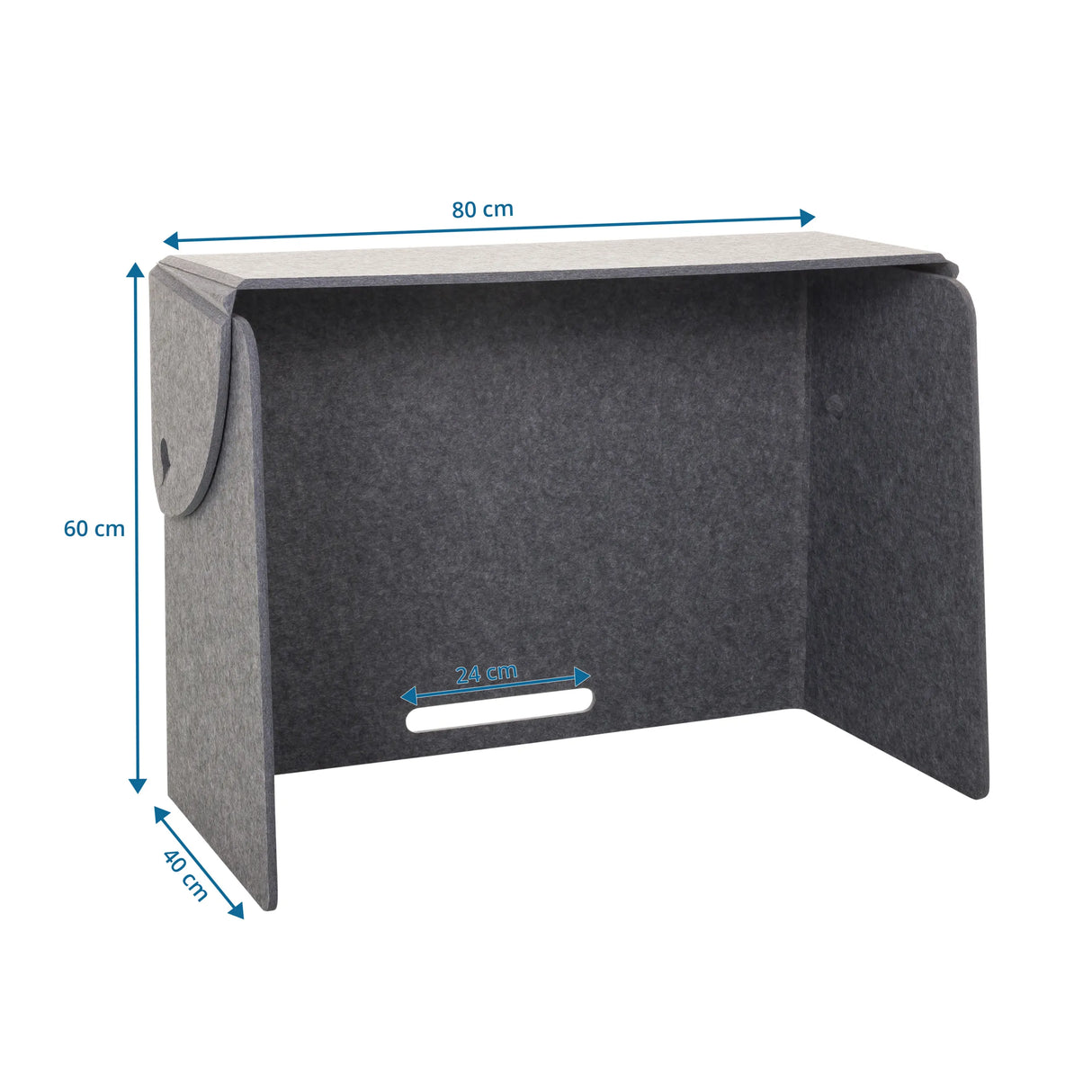 Maßzeichnung der Tischtrennwand FLEXMIUT FOLD mit 80 × 60 cm von hjh OFFICE