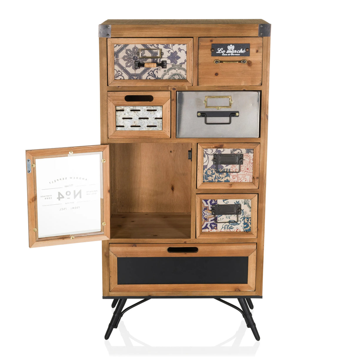 Sideboard CONTINENTO S aus Holz in Dunkelbraun mit verschiedenen Schubladen und einem offenen Fach von hjh LIVING