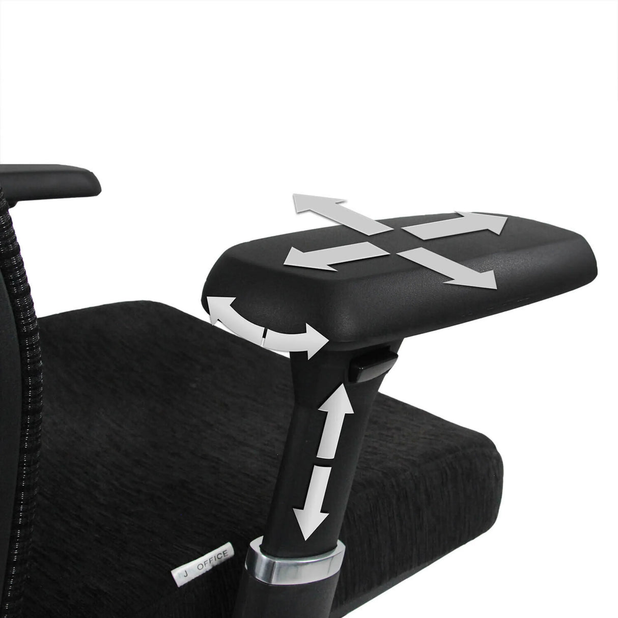 Mehrfach verstellbare Armlehne des High-End-Bürostuhls NOVA PRO ALU in Schwarz von hjh OFFICE