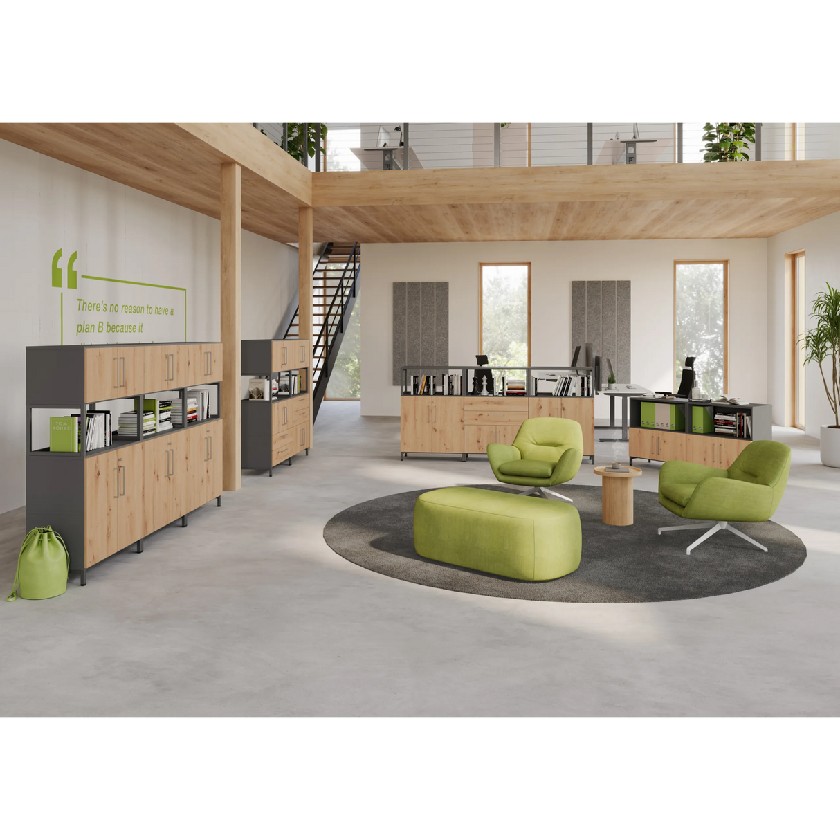 Einzelsitzmöbel FlexWall mit zwei Schubkästen in Asteiche in einer Bürolandschaft von hjh OFFICE PRO