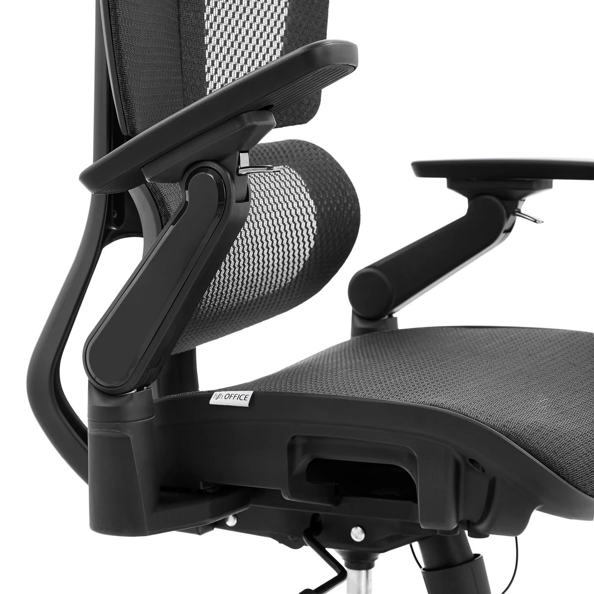 Verstellbare Armlehne des Profi-Bürostuhls Ergo U2 Pro3 mit Netzrückenlehne in Schwarz von hjh OFFICE