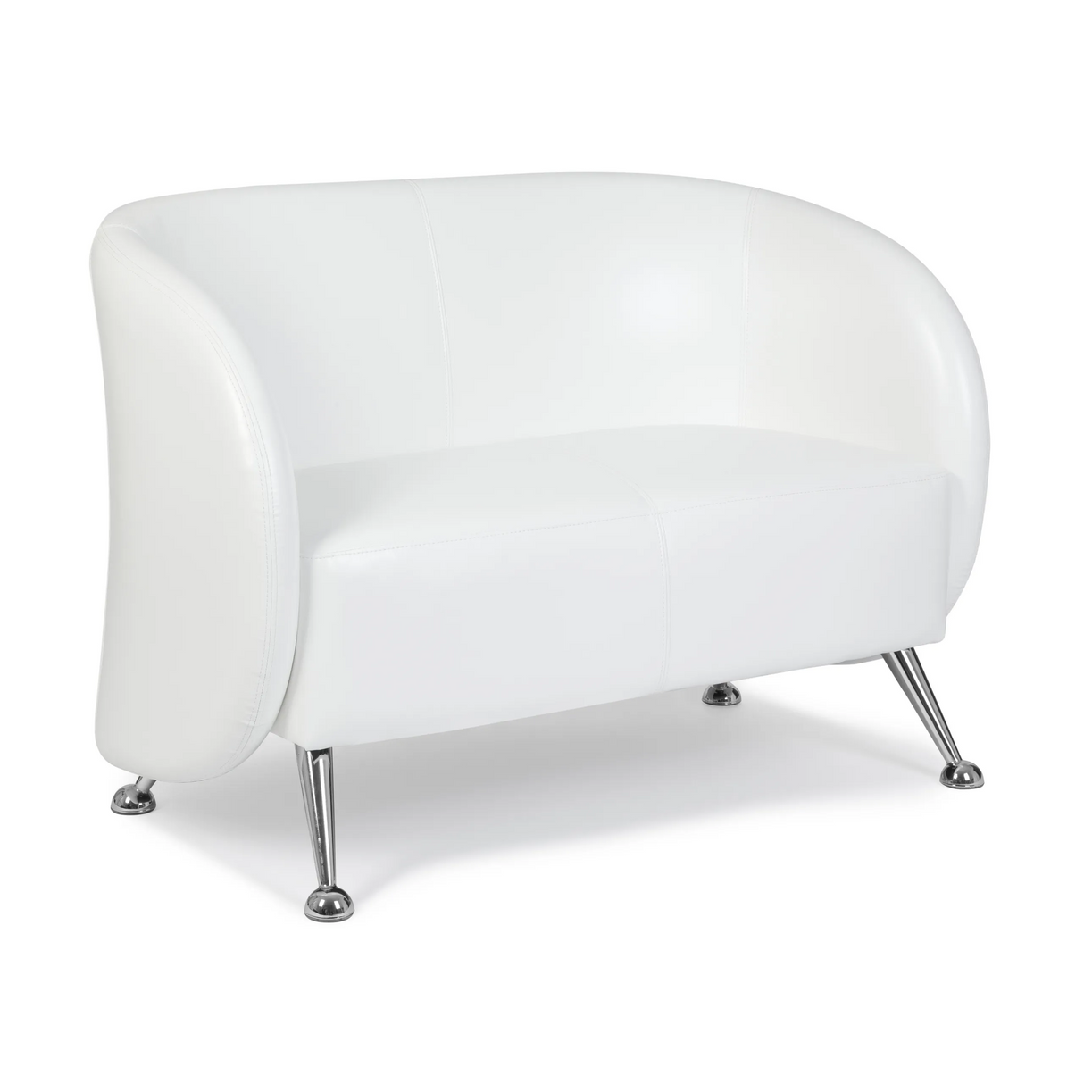 Weißes Loungesofa ST. LUCIA als Zweisitzer mit glänzenden Metallfüßen von hjh OFFICE – 360-Grad-Ansicht (Rückenansicht 180°)