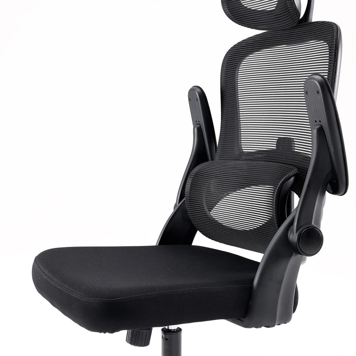 Sitzfläche und Netzrückenlehne des Profi-Bürostuhls MC102C-M101 in Schwarz von Sihoo