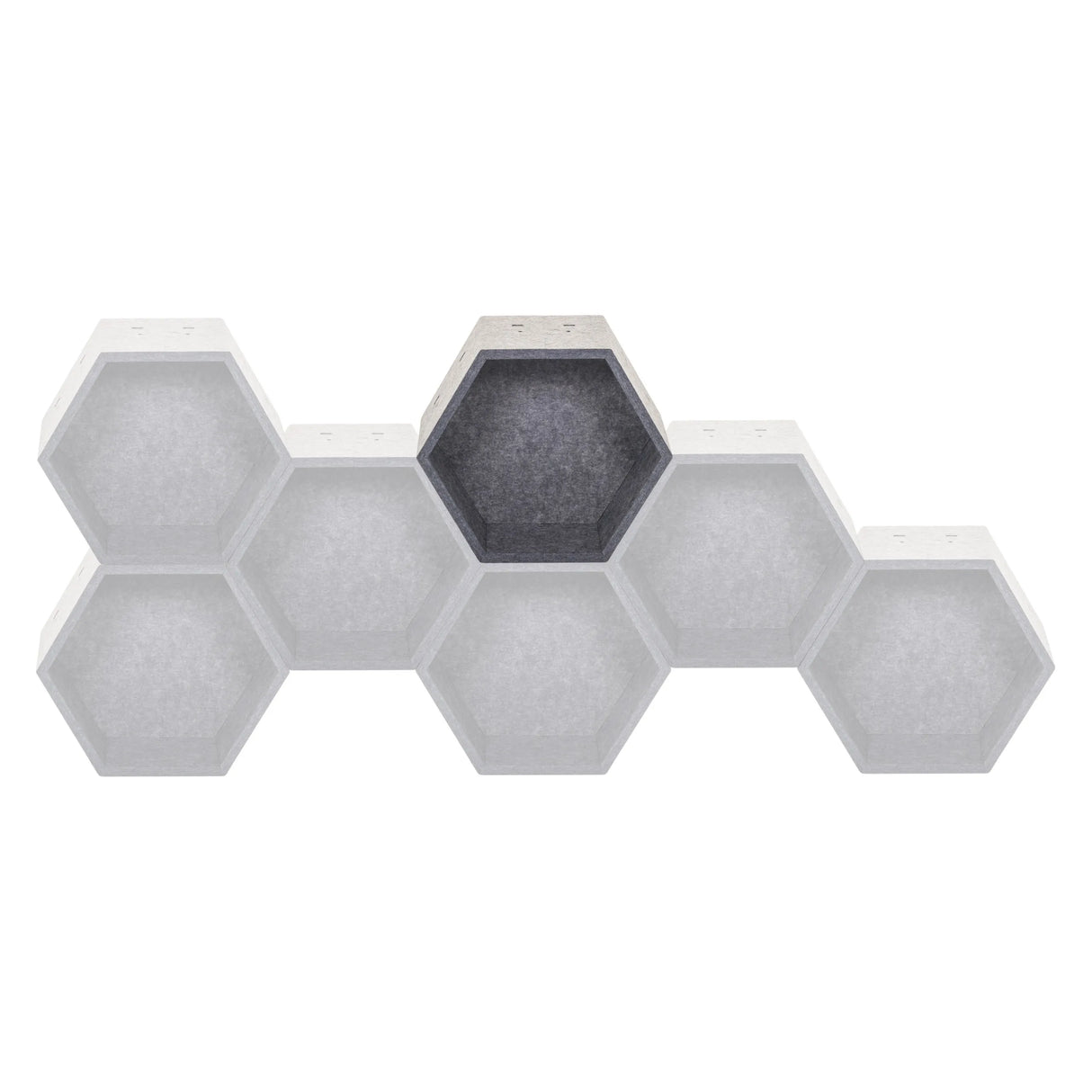 Wabenförmige Trennwände FLEXMIUT STORE S in Grau mit sechs hexagonalen Elementen von hjh OFFICE
