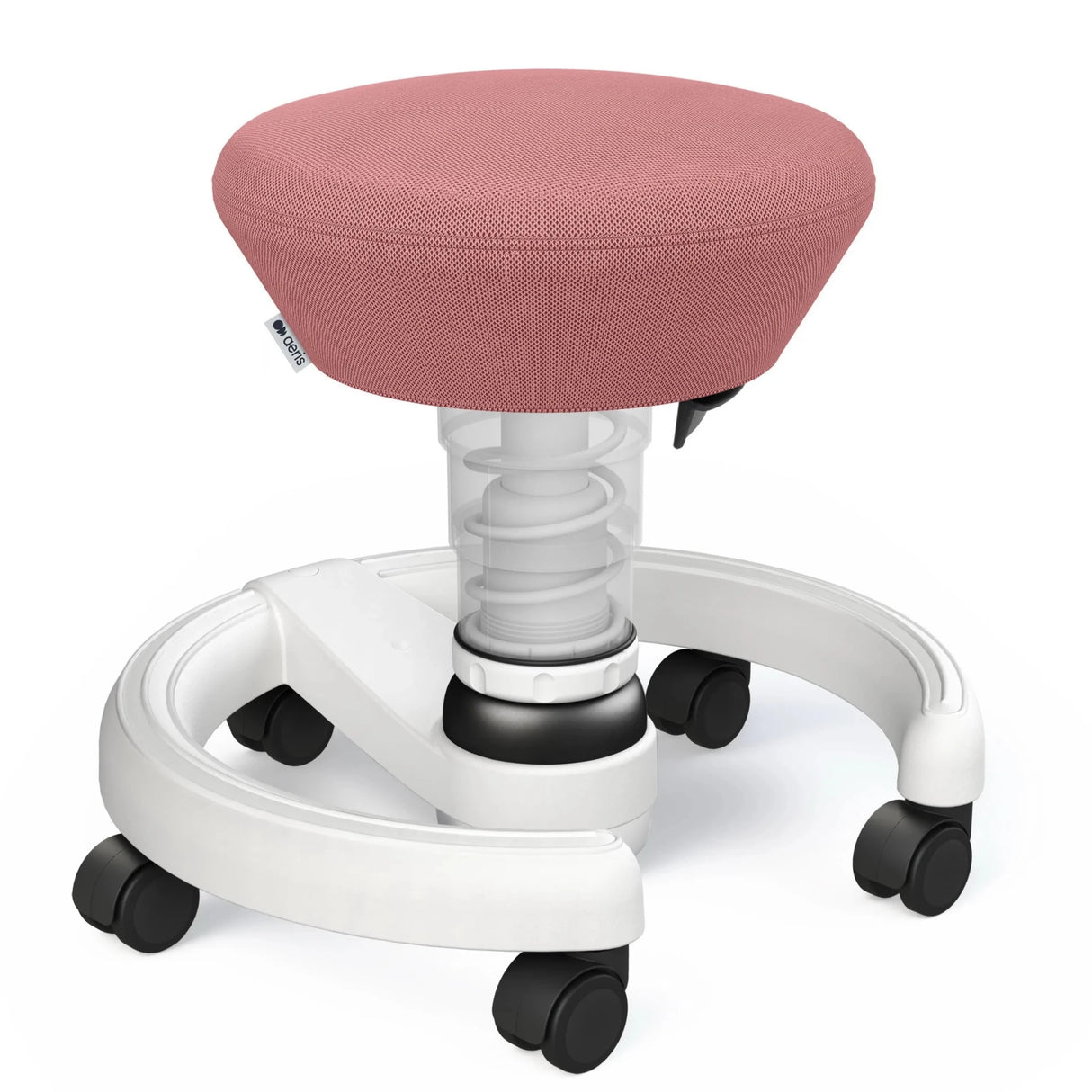 Swopper AERIS SWOPPSTER mit rosa Sitzfläche und weißem Gestell auf fünf Rollen von Aeris - Impulsmöbel