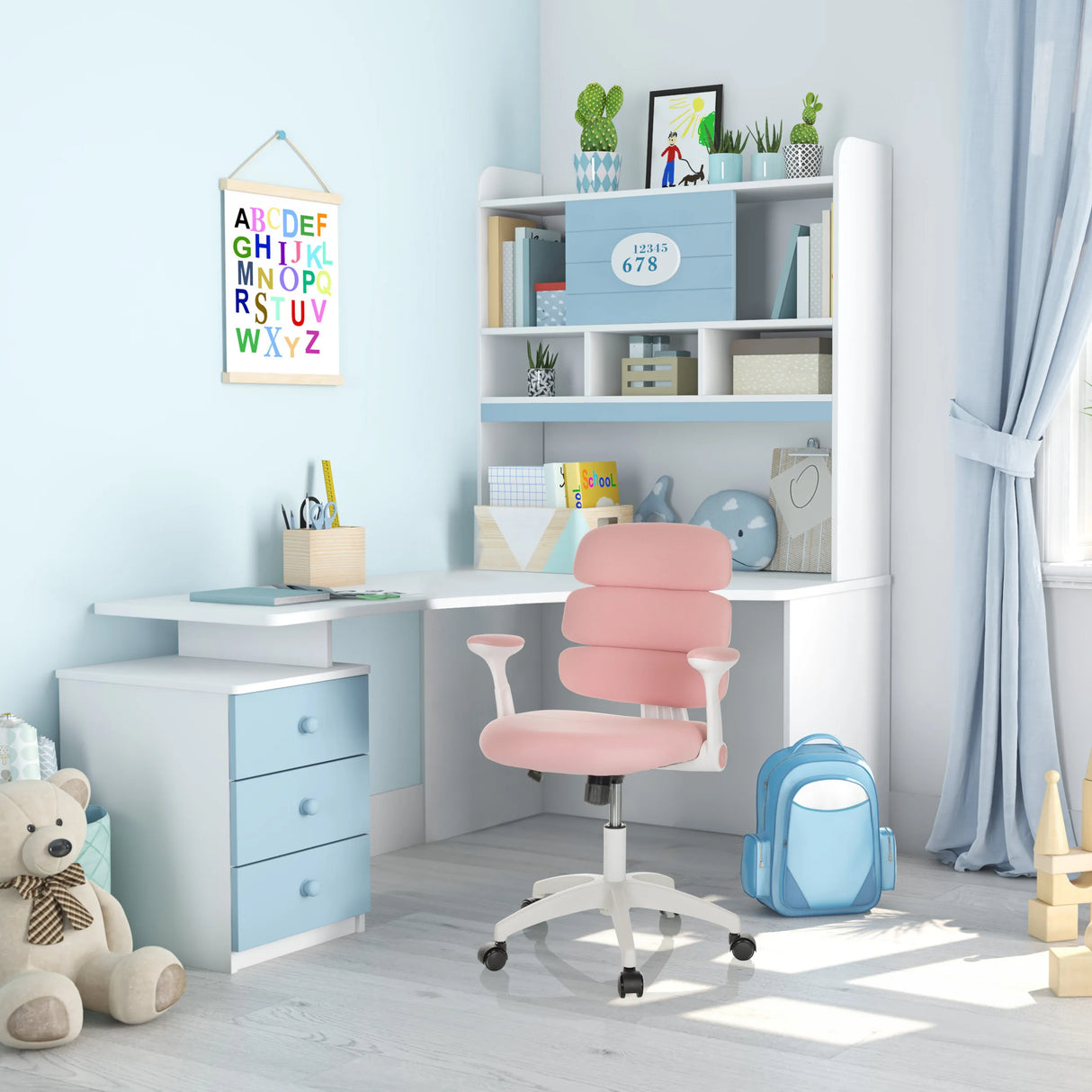 Rosa Kinderdrehstuhl KID ERGOLINO W mit Armlehnen und weißem Fußkreuz von hjh OFFICE