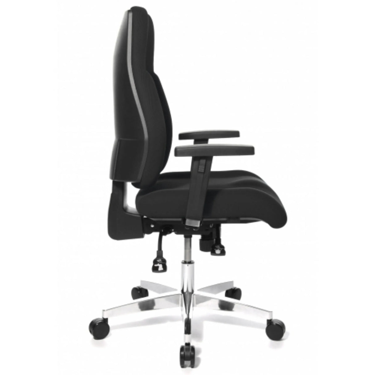 Profi-Bürostuhl P91 AL.G3 in Schwarz mit verstellbaren Armlehnen und glänzendem Fußkreuz von Topstar