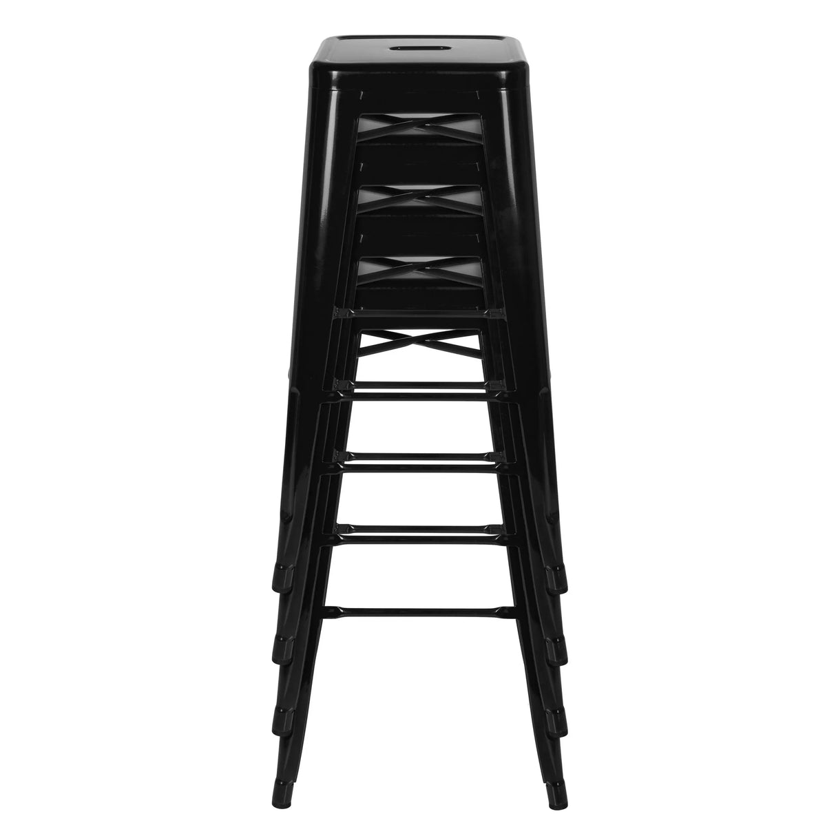 Vier stapelbare Barhocker des Bar-Sets Vantaggio Set in Schwarz von hjh OFFICE