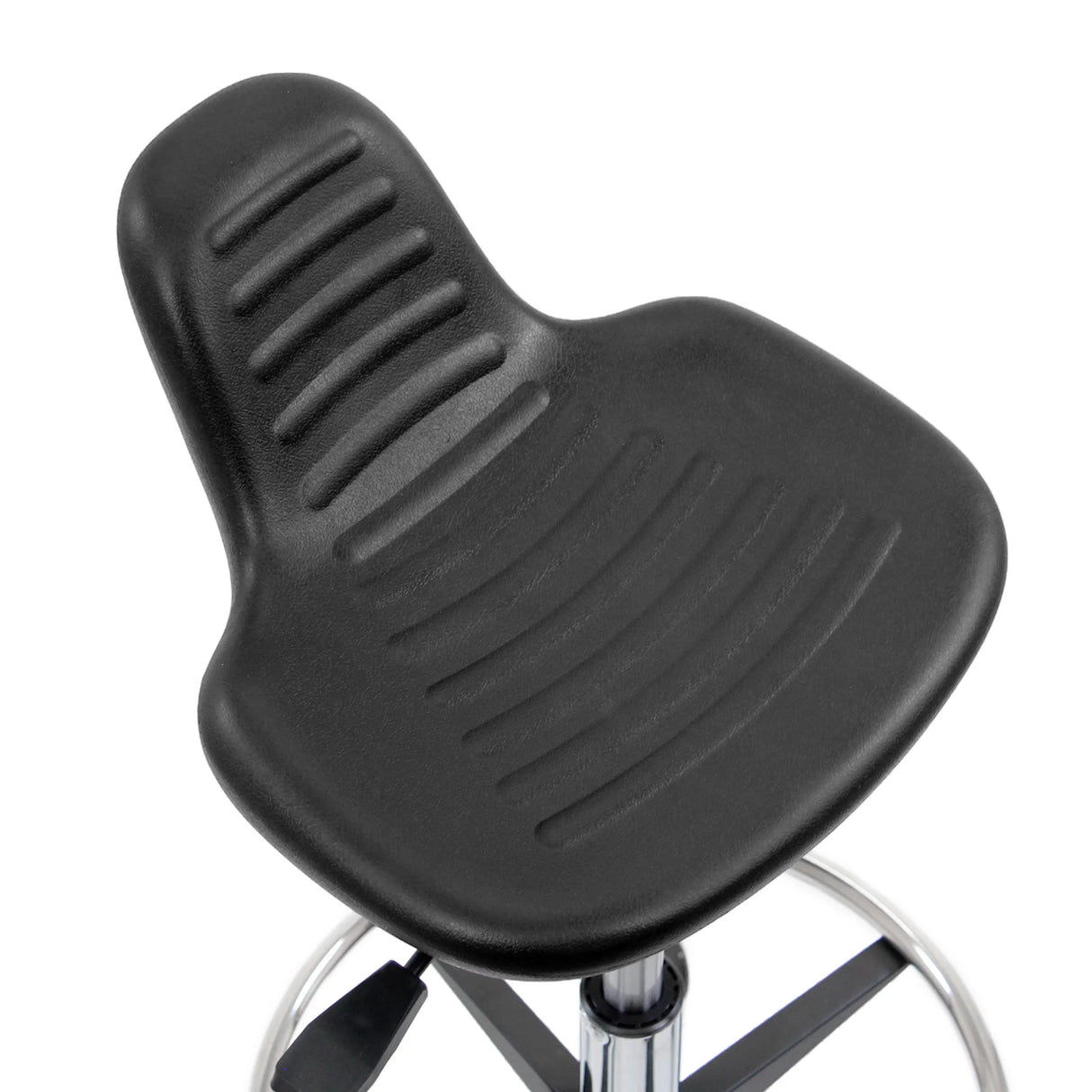 Schwarze Sitzfläche mit Rillenstruktur des Drehhockers TOP WORK 03 I von hjh OFFICE