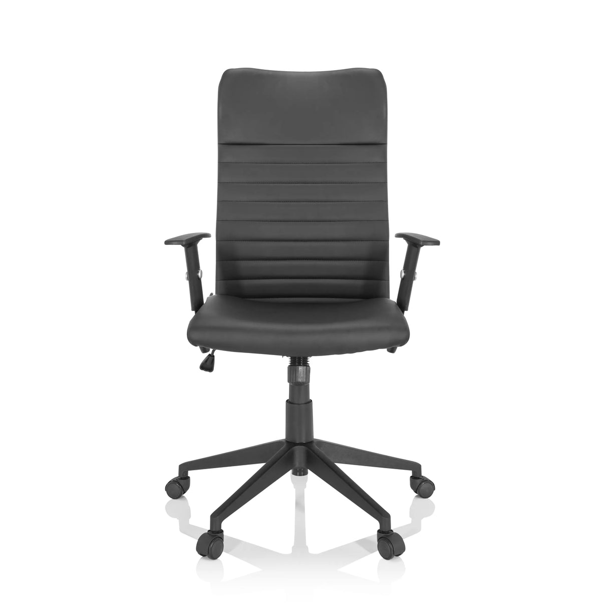 Schwarzer Homeoffice-Bürostuhl ARTON 30 mit gesteppter Polsterung und Fußkreuz mit fünf Rollen von hjh OFFICE – 360-Grad-Ansicht (Frontansicht 0°)