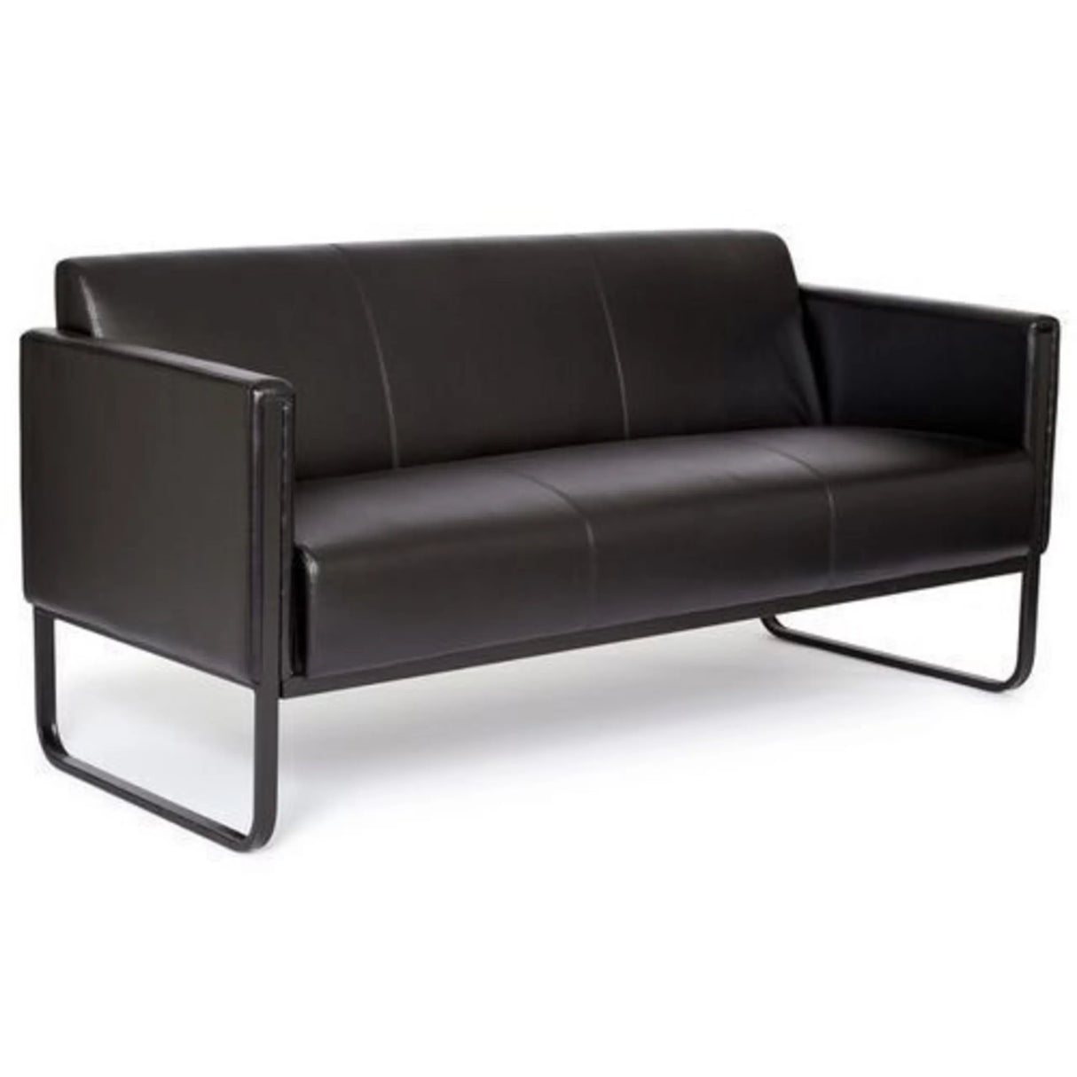 Schwarzes Loungesofa BALI BLACK als Drei-Sitzer mit minimalistischem Metallgestell von hjh OFFICE