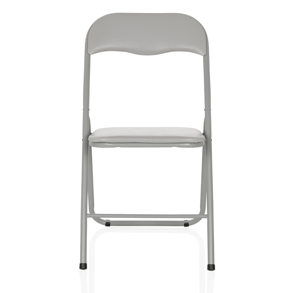 Grauer Klappstuhl TUDELA BASIC mit gepolsterter Sitzfläche und Rückenlehne von hjh OFFICE – 360-Grad-Ansicht (Frontansicht 0°)
