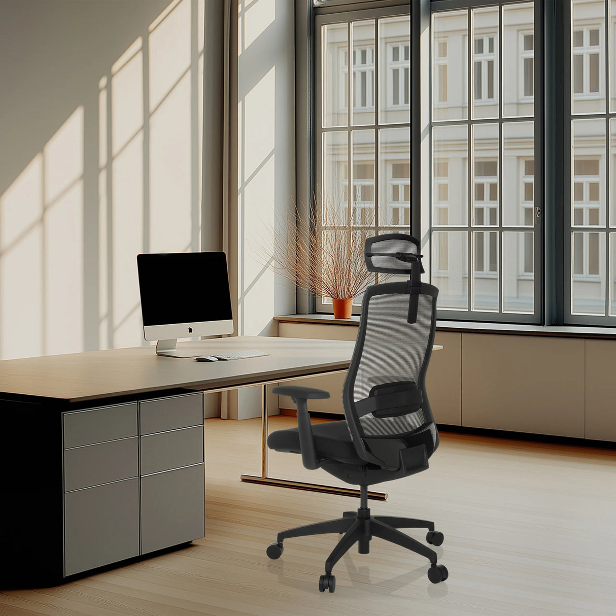Schwarze Kopfstütze des Modells COLORE KOPFSTUETZE an einem Bürostuhl von hjh OFFICE