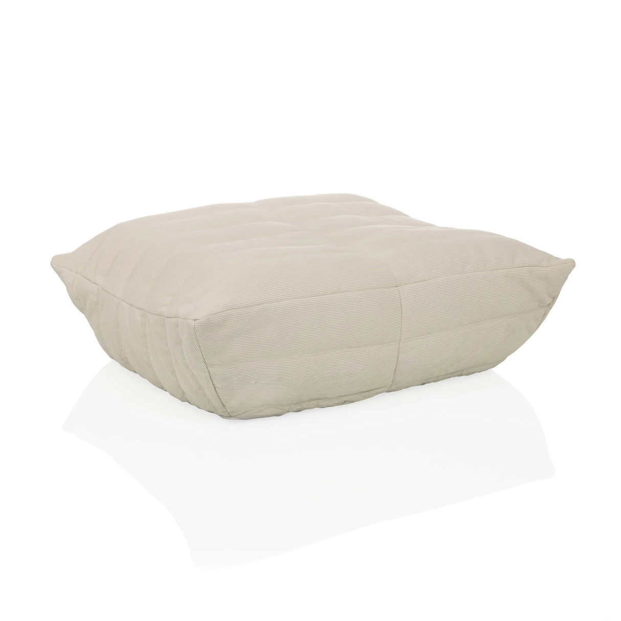 Beiger Sitzsack Sitzolo Podi mit geripptem Stoffbezug von hjh LIVING – 360-Grad-Ansicht (schräge Frontansicht 30°)