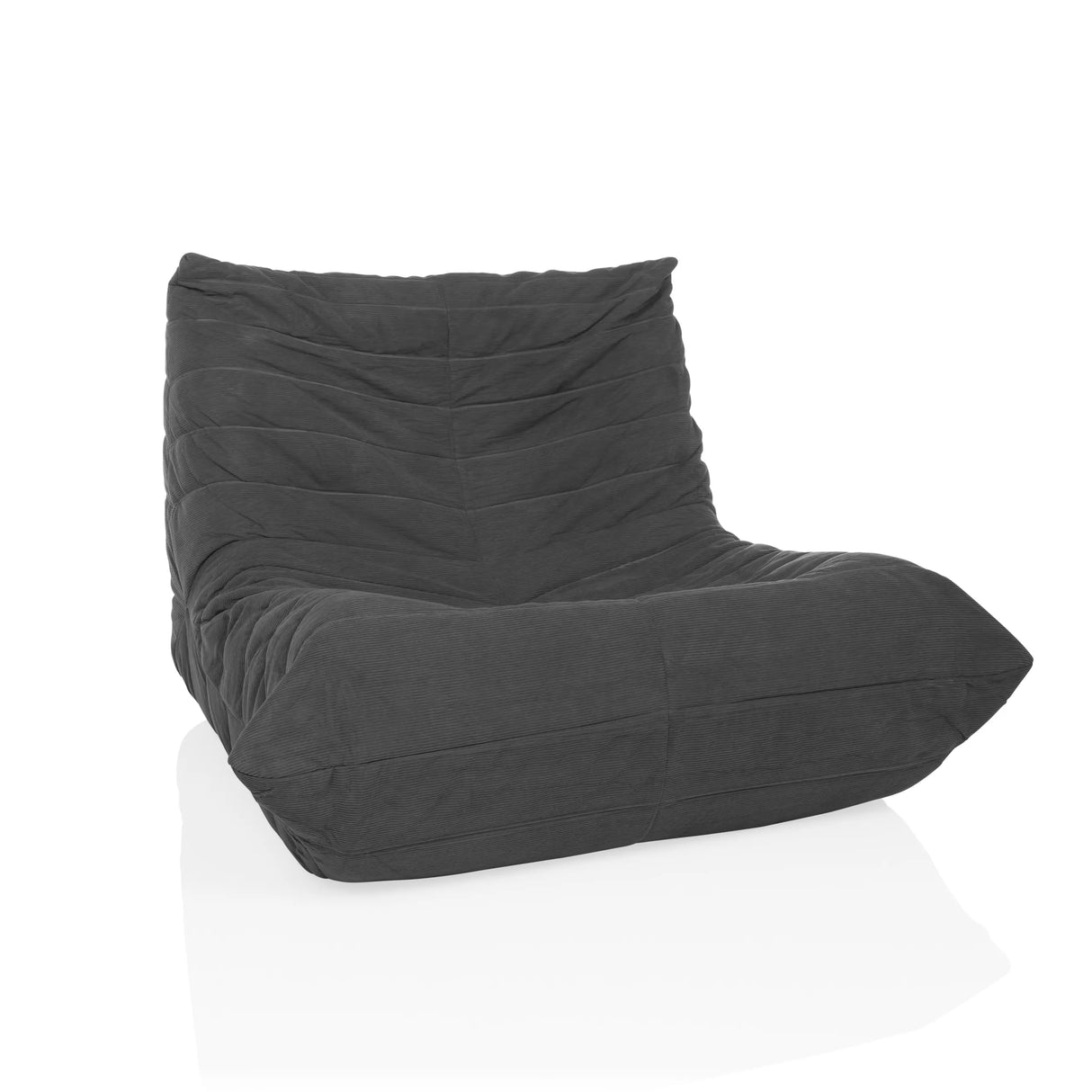 Grauer Loungesessel Sitzolo mit Cord-Bezug und strukturierter Oberfläche von hjh LIVING – 360-Grad-Ansicht (Frontansicht 15°)