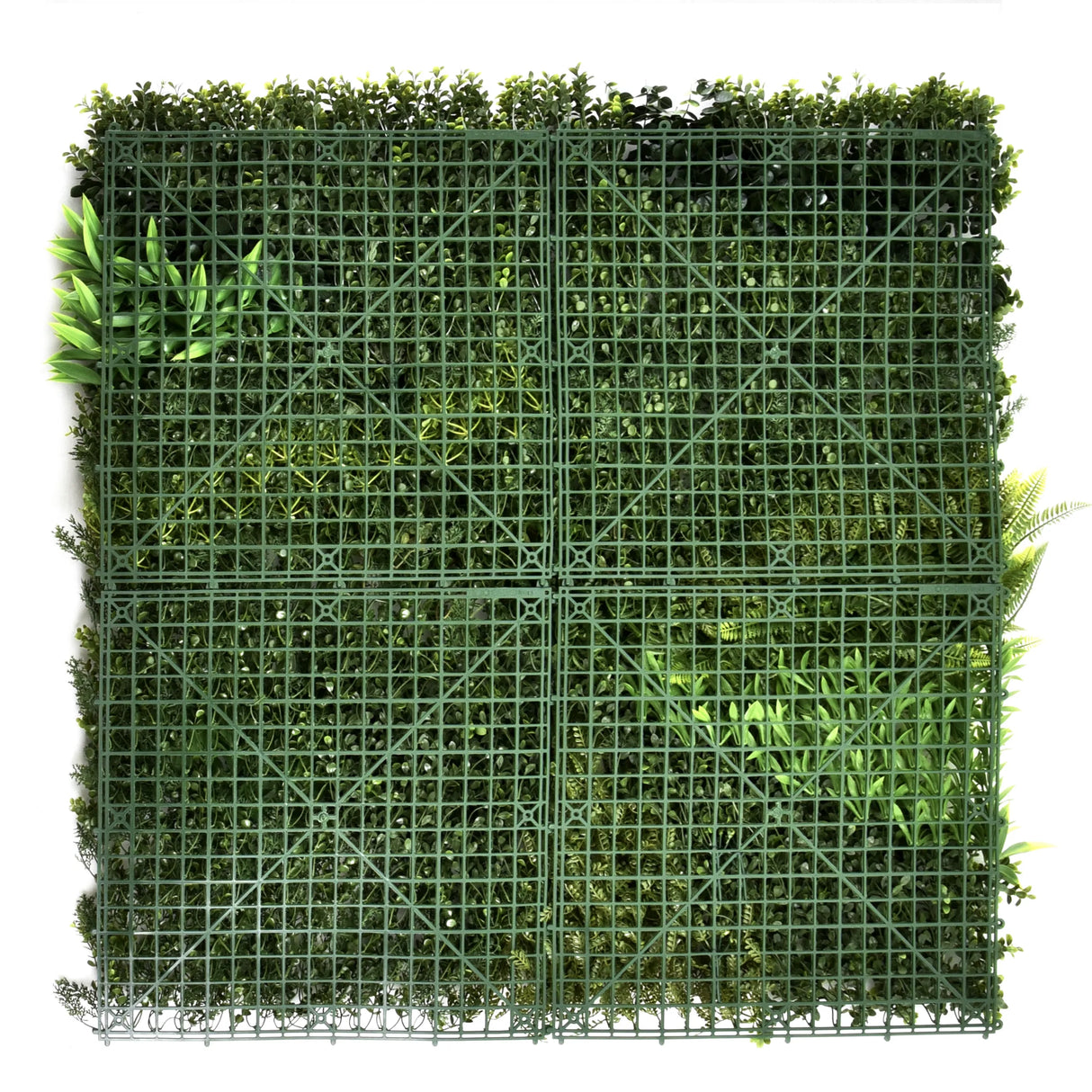 Grüne Pflanzenmatte LEAFLUXE 3D mit Kunststoffgitter und künstlichem Blattwerk von hjh LIVING
