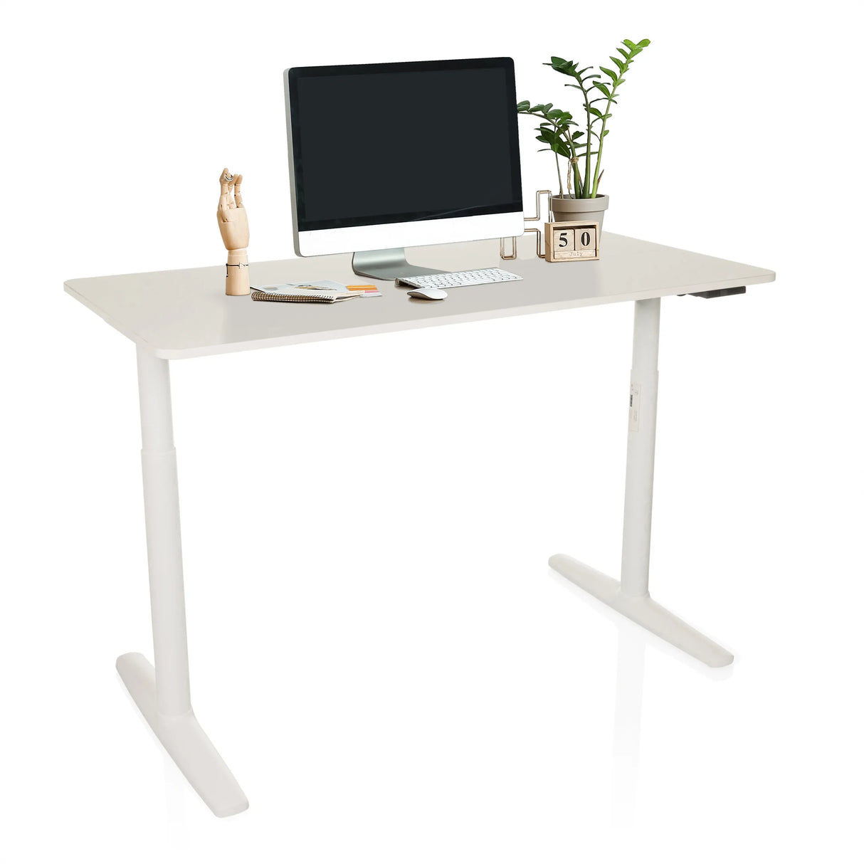 Elektrisch höhenverstellbarer Schreibtisch STAND PRO in Weiß mit Maßen von 140 x 70 cm von hjh OFFICE
