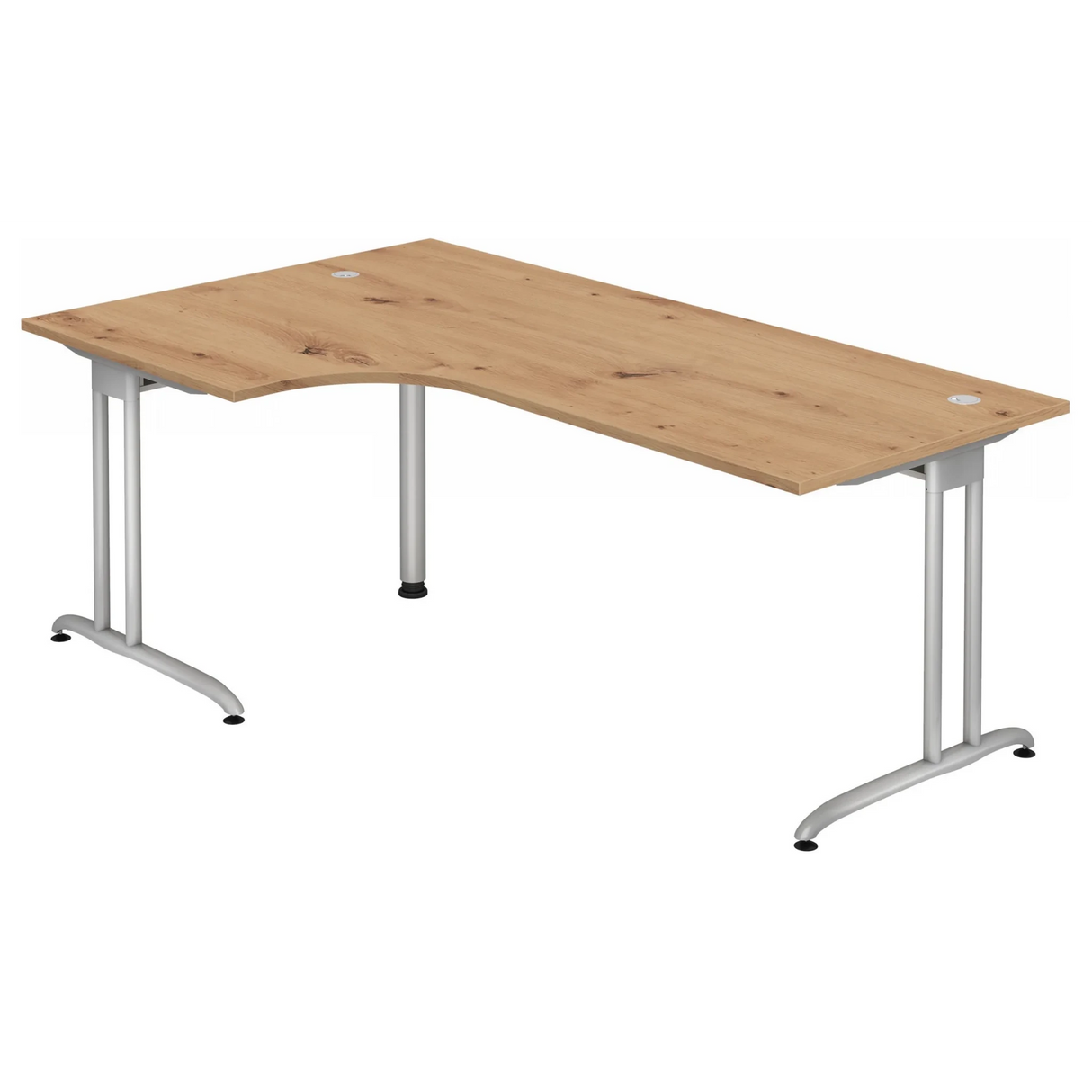 L-förmiger Schreibtisch BELA 82 S in Asteiche mit silbernem Gestell von hjh OFFICE PRO
