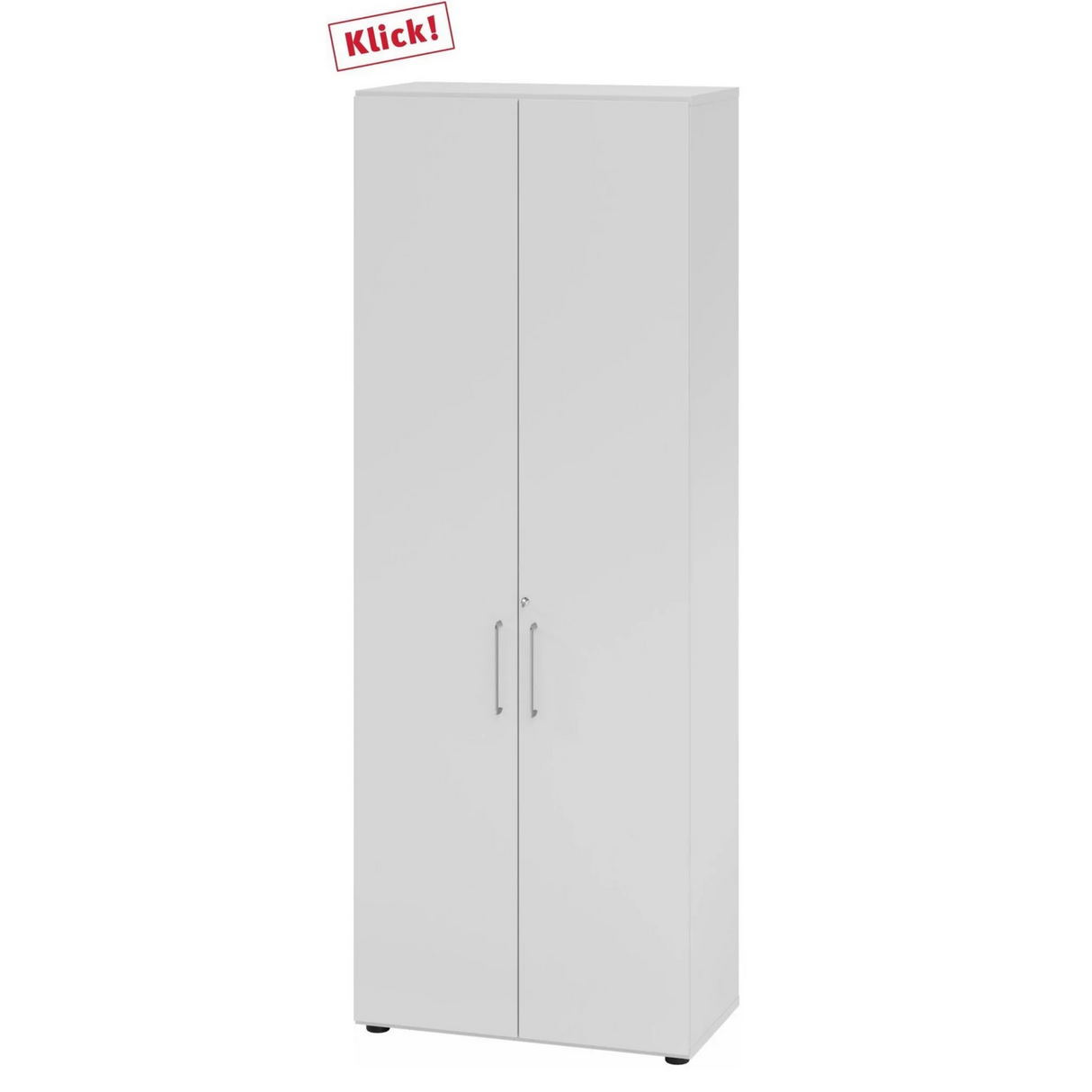 Grauer Schrank BETA 9 mit zwei Türen und silberfarbenen Griffen von hjh OFFICE PRO