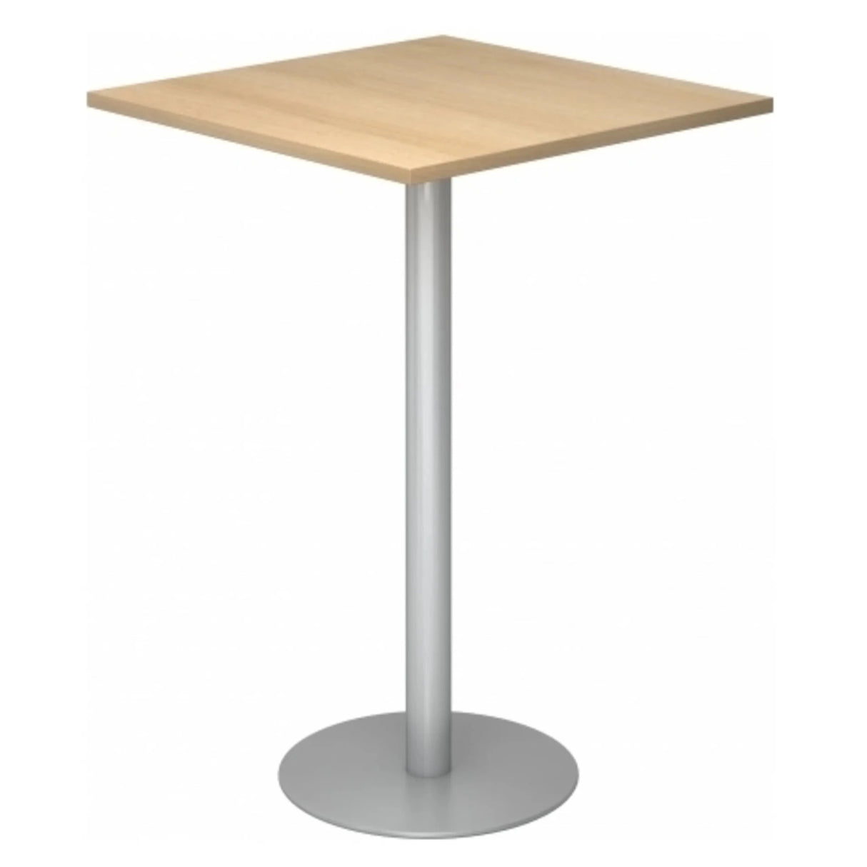 System Konferenztisch BISTRO H88Q S mit quadratischer Eichenplatte und silbernem Standfuß von hjh OFFICE PRO