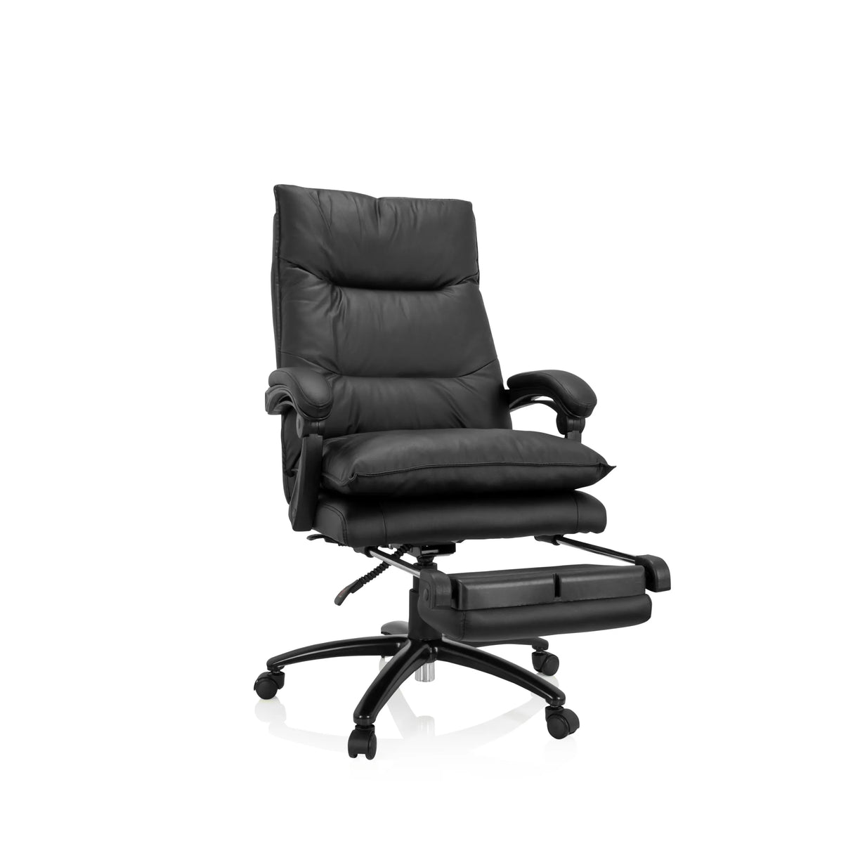 Schwarzer Homeoffice Chefsessel RELAX CL 200 aus Kunstleder mit Fußkreuz und fünf Rollen von MyBuero – 360-Grad-Ansicht (Frontansicht 20°)