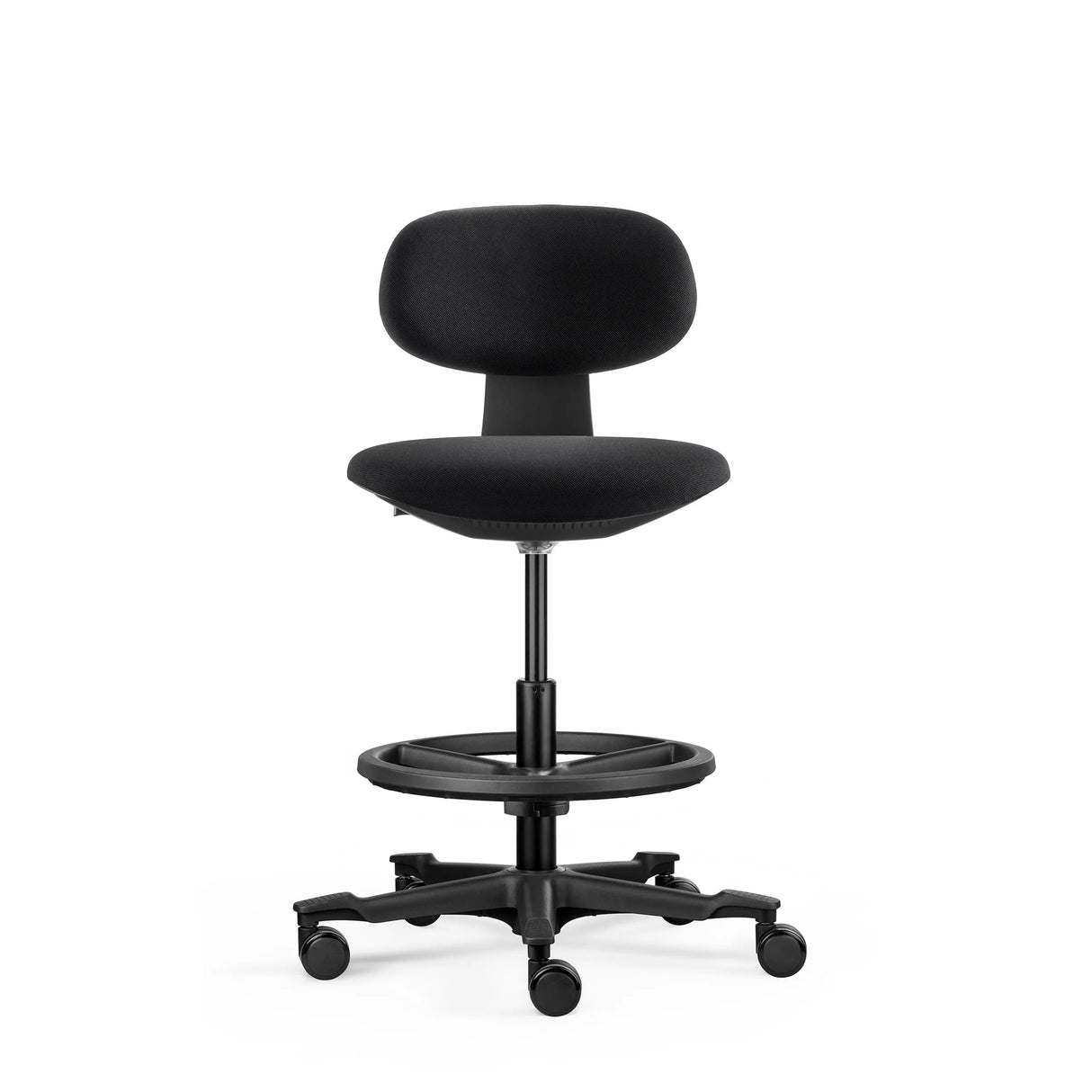 Schwarzer Arbeitsstuhl WORK MF2 mit Fußring und fünf Rollen von hjh OFFICE