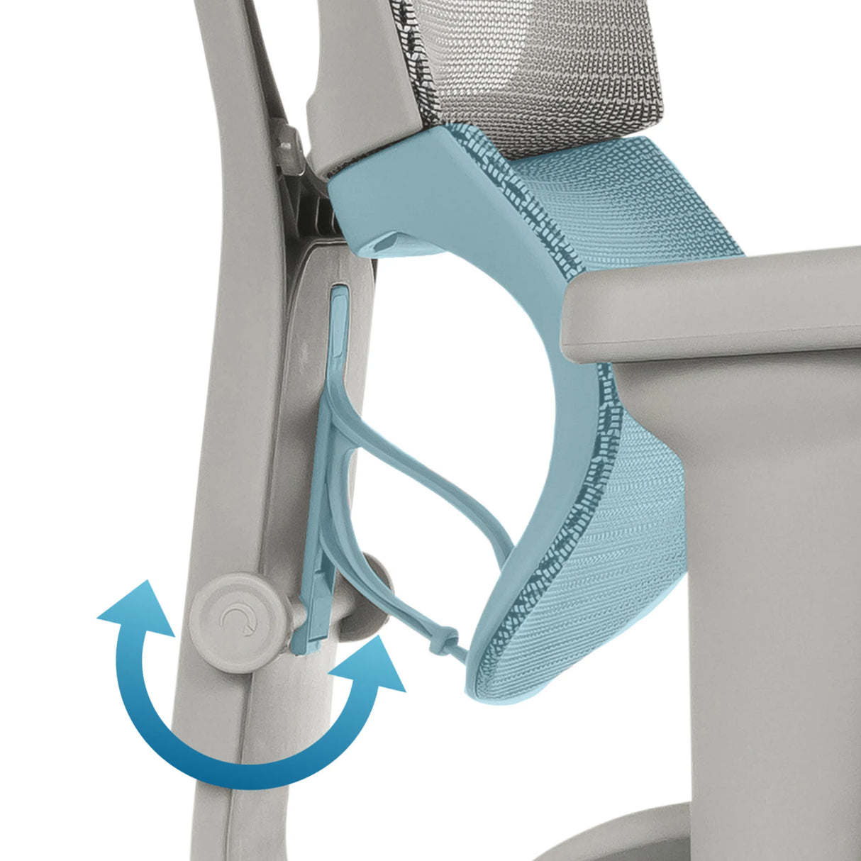 Verstellbare Lendenwirbelstütze des Luxus-Chefsessels ERGOHUMAN SLIM ULTRA G GEN2 in Grau und Blau von hjh OFFICE
