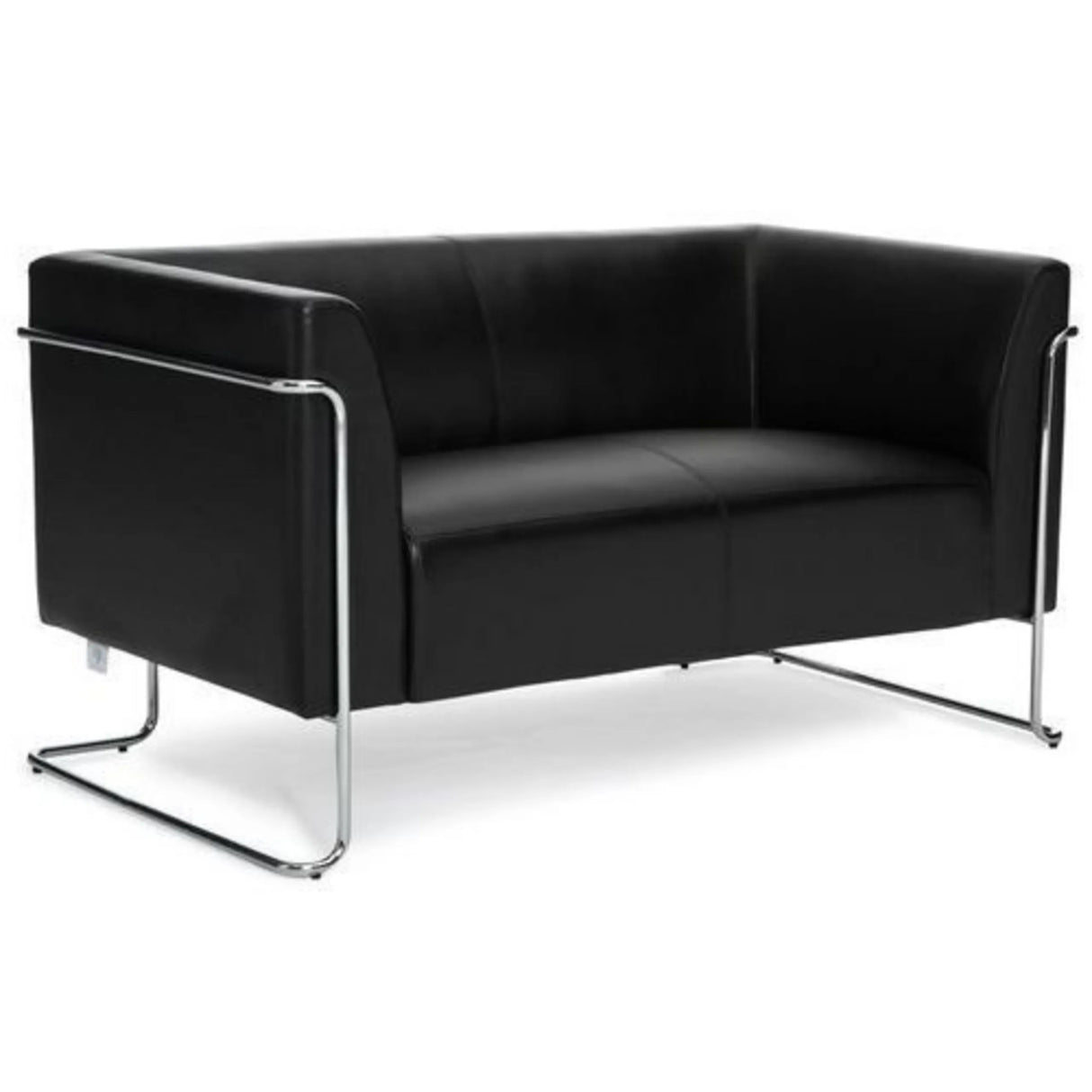Schwarzes Loungesofa CURACAO als Zwei-Sitzer mit verchromtem Metallgestell von hjh OFFICE
