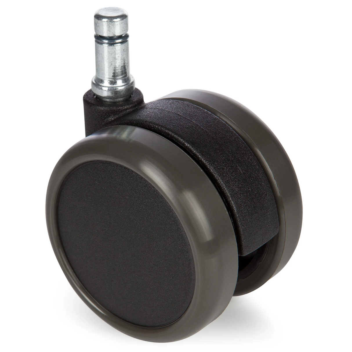 Schwarze Stuhlrolle 5x ROLO 10mm/65mm für Hartböden mit silberfarbenem Metallstift von hjh OFFICE – 360-Grad-Ansicht (Frontansicht 0°)