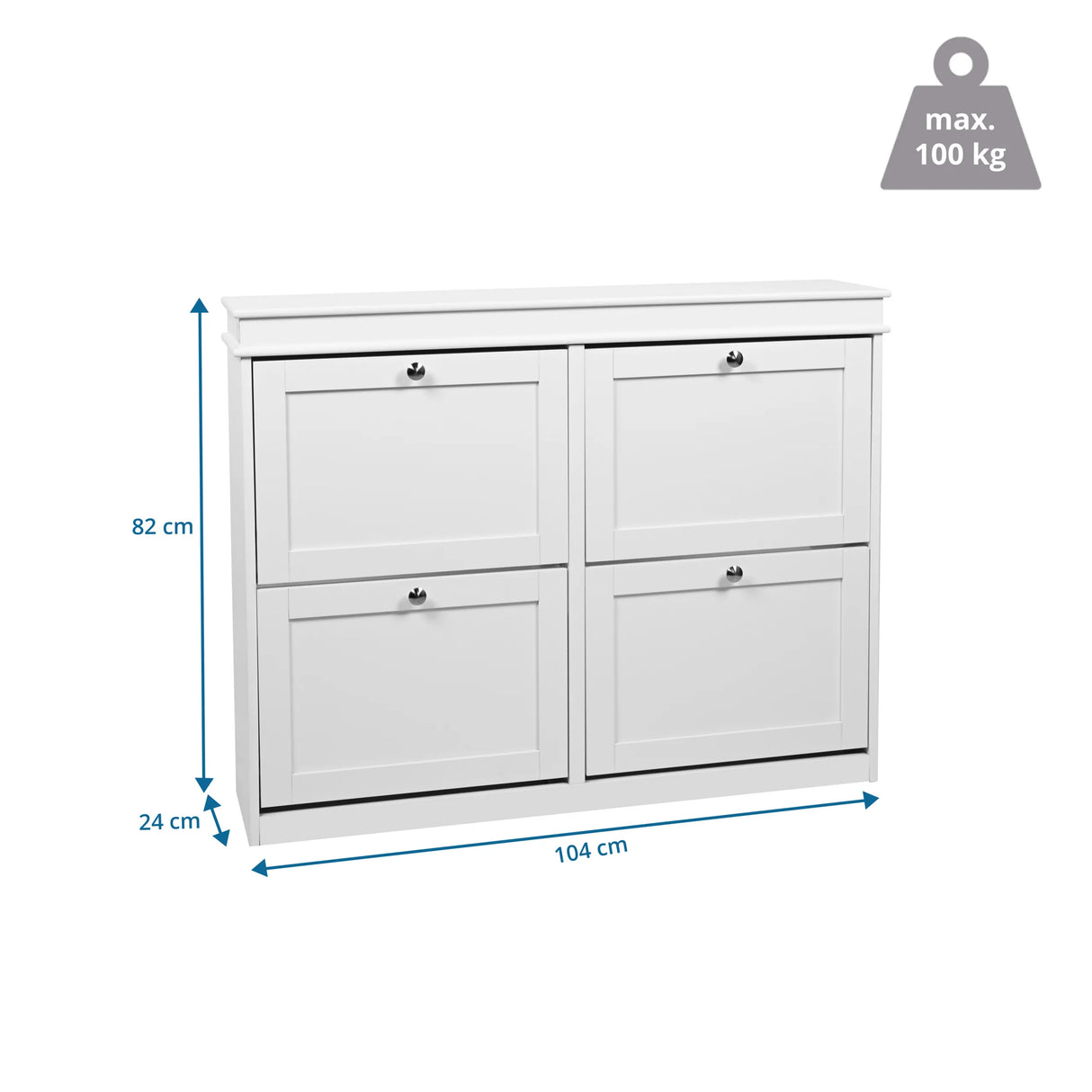 Maßzeichnung des Schuhschranks Estha 40 mit 104 × 82 cm von hjh LIVING