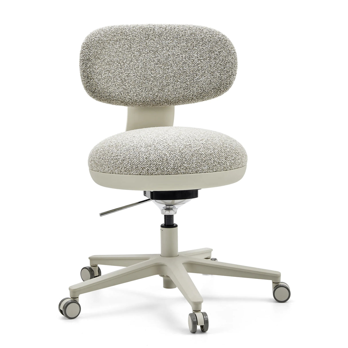 Grauer Home-Office-Bürostuhl SITMOTION W mit strukturiertem Stoffbezug und Fußkreuz mit fünf Rollen von hjh OFFICE – 360-Grad-Ansicht (Frontansicht 15°)