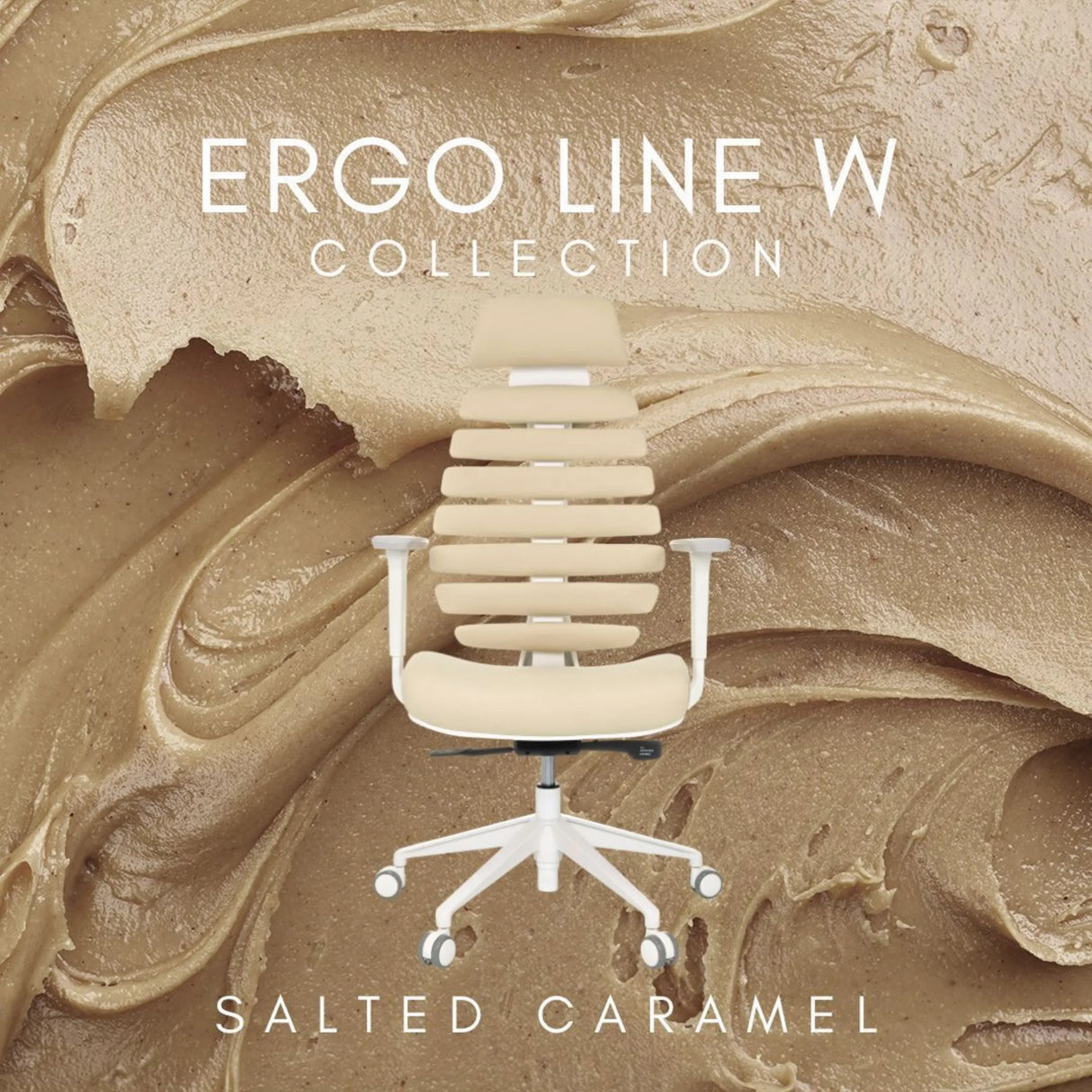 Profi-Bürostuhl ERGO LINE W in der Farbe Salted Caramel mit Stoffbezug und weißem Gestell von hjh OFFICE