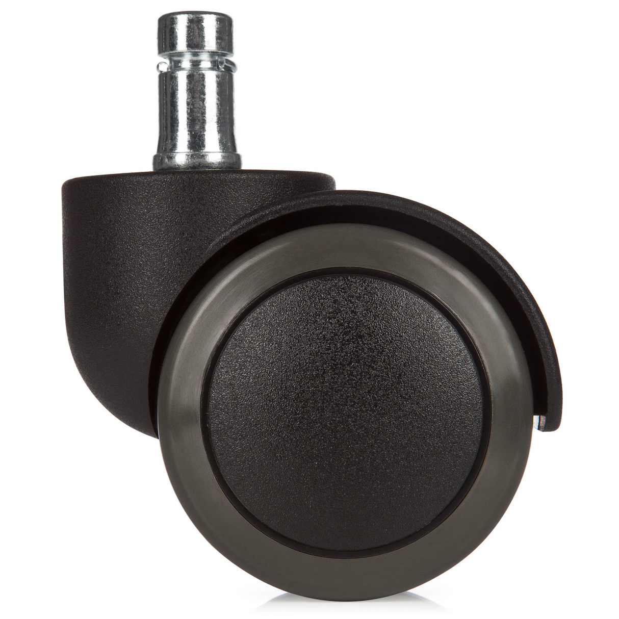 Schwarze Stuhlrolle 5x ROLO 11mm/50mm für Hartböden mit silbernem Metallstift von hjh OFFICE – 360-Grad-Ansicht (Rückenansicht 180°)