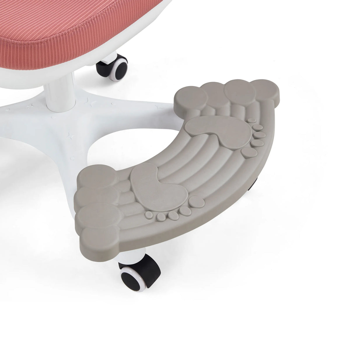 Graue Fußstütze des Kinderdrehstuhls Kiddy Smart Step mit strukturierten Vertiefungen an einem weißen Fußkreuz von hjh OFFICE