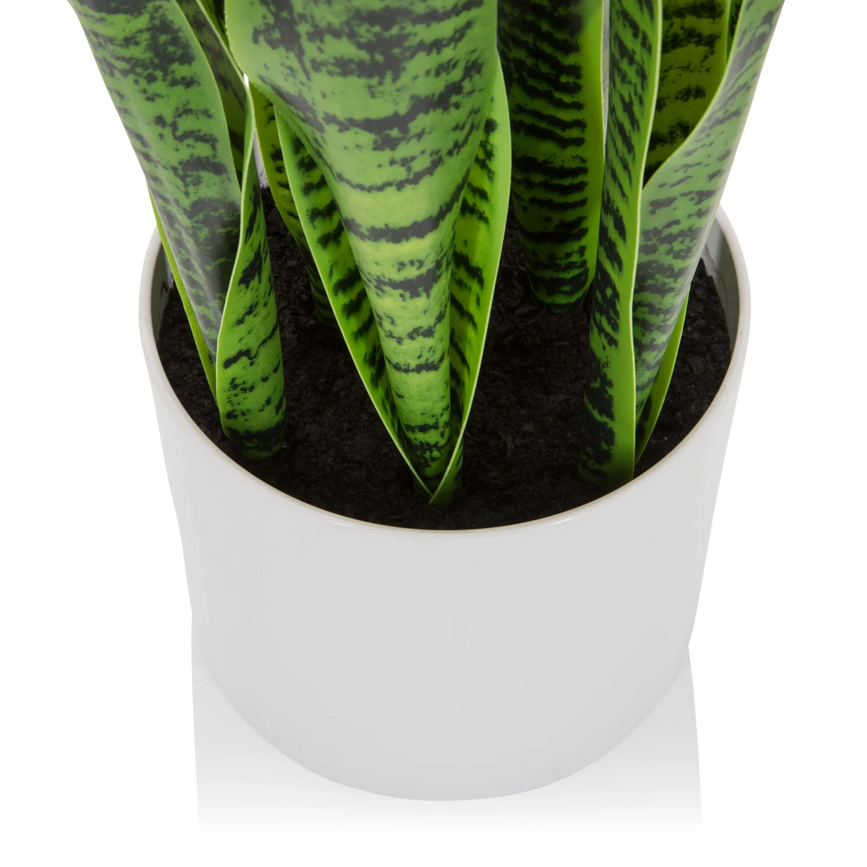 Weißer Übertopf der Kunstpflanze SANSEVIERIA mit grünen Blättern von hjh OFFICE