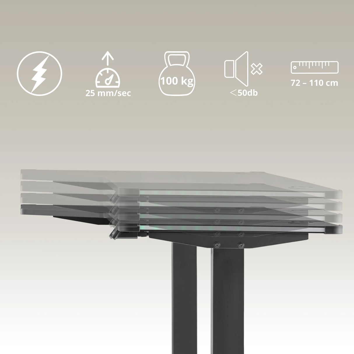 Technische Daten des elektrisch höhenverstellbaren Schreibtisches Worktime Game von hjh OFFICE