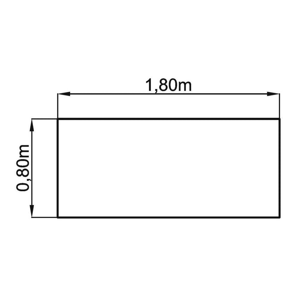 Technische Zeichnung des Schreibtischs XTRA XB 19 GG mit 1,80 x 0,80 m von hjh OFFICE PRO