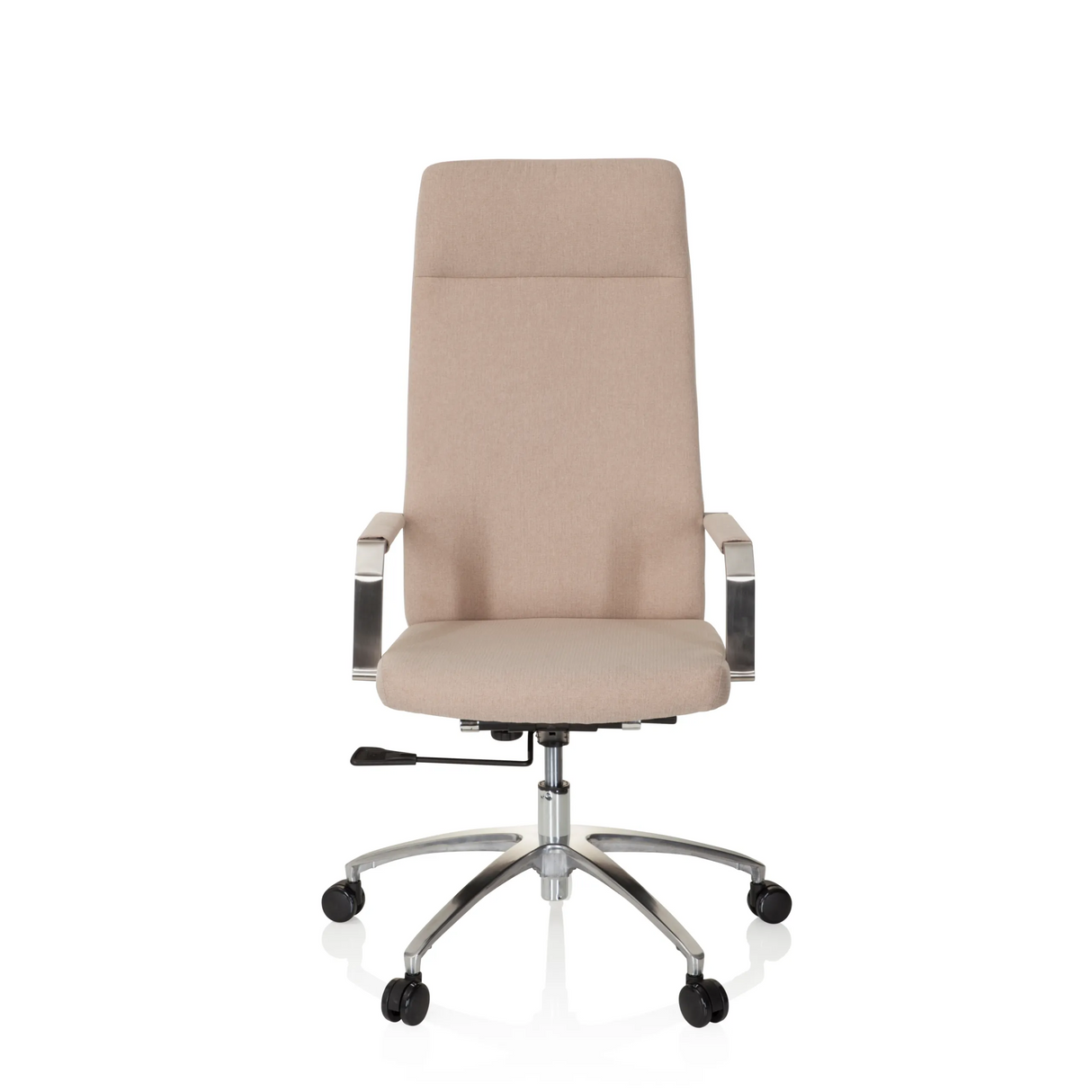 Beiger Homeoffice-Bürostuhl SARANTO PLUS I mit Armlehnen und Fußkreuz mit fünf Rollen von hjh OFFICE – 360-Grad-Ansicht (Frontansicht 0°)