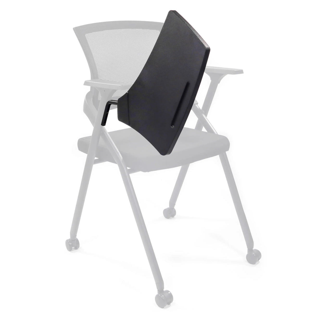 Schwarzes Schreibtablett TABLET PRIORITY II als Zubehör für Stühle von hjh OFFICE – 360-Grad-Ansicht (Seitenprofil 270°)
