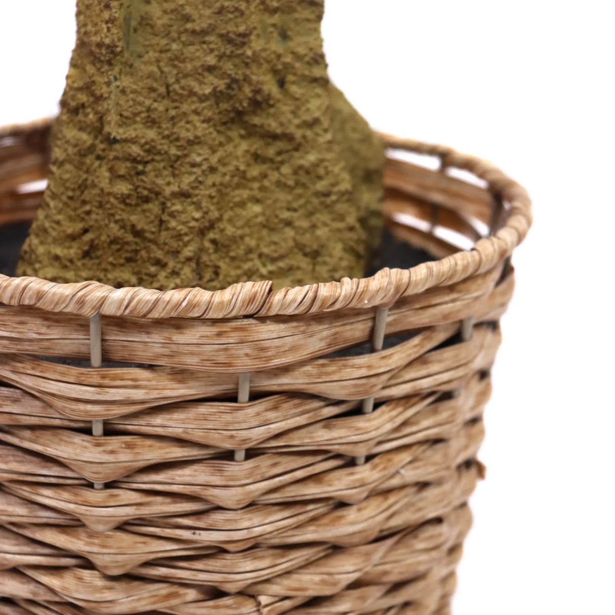 Geflochtener Korb mit Pflanzenstamm der Kunstpflanze OLIVE II von hjh OFFICE