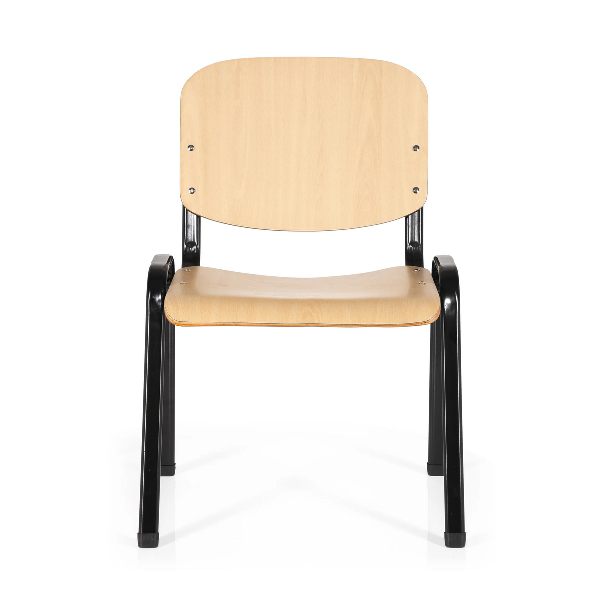 Vierfußstuhl XT 600 SW H mit Sitzfläche und Rückenlehne aus Buche und schwarzem Gestell von hjh OFFICE – 360-Grad-Ansicht (Frontansicht 0°)