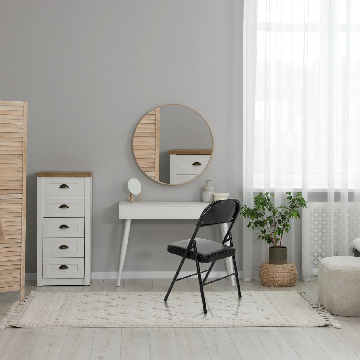 Schwarzer Klappstuhl TUDELA H mit Kunstlederbezug und Metallgestell von hjh OFFICE